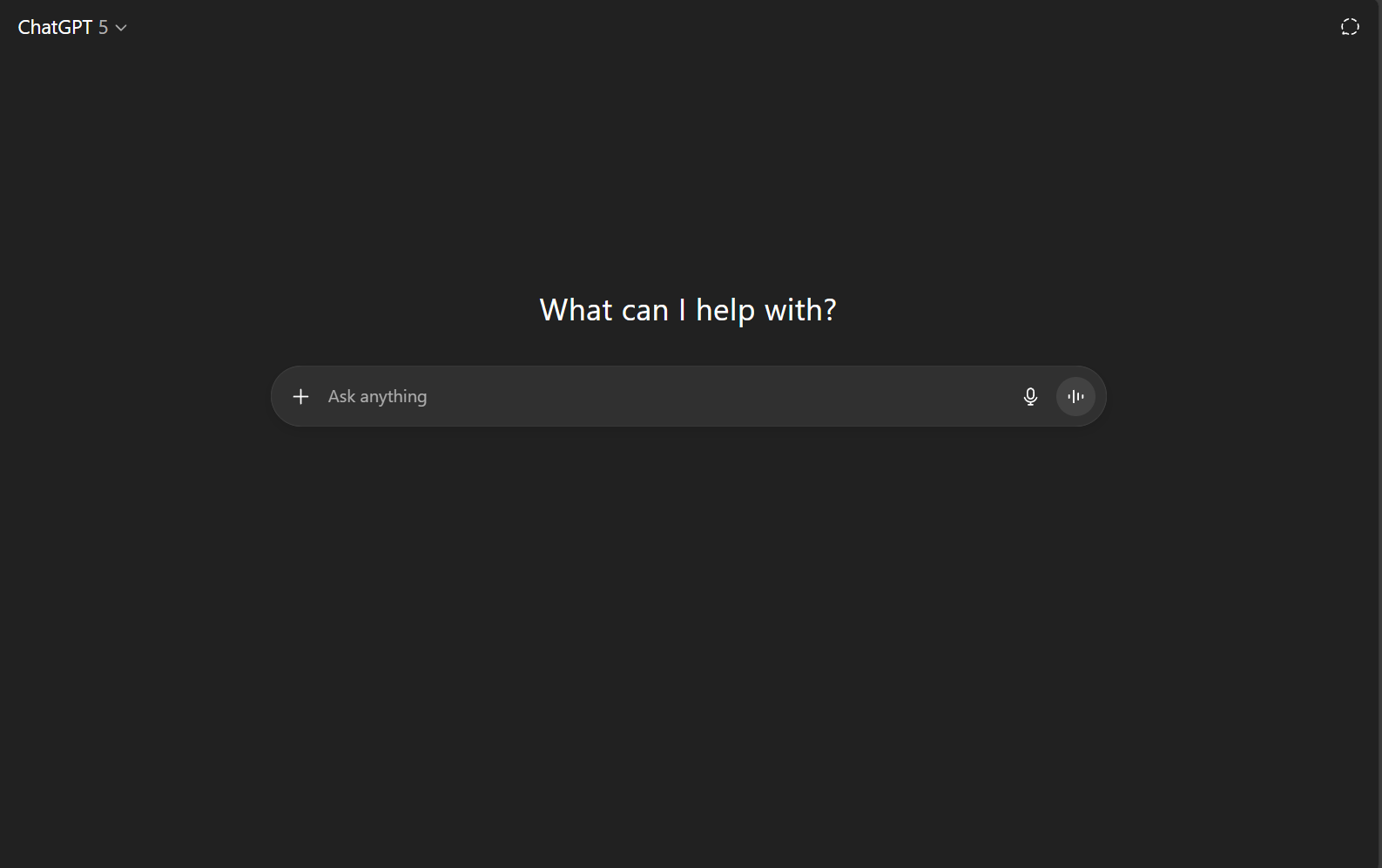 ChatGPT interface voorbeeld